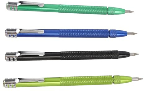 Garosa Set di Penne per Tracciare, 4 Penne Magnetiche per Tracciare con Punte in Carburo di Tungsteno per Metallo, Vetro e Ceramica, Include Righello e 12 Punte di Ricambio per Falegnami e Pittori