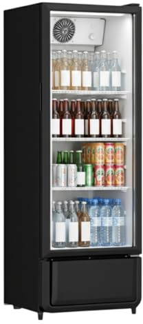 Générique Armoire à Boissons – 240 L – 1 Porte Vitrée – Noir – Refroidissement Ventilé – LED – 200 W – Dimensions : L540 × P560 × H1510 mm