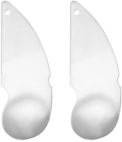 LOORGVEL Cortador y Pelador de Kiwi de Acero Inoxidable 304, Cuchara para Fruta Portátil, Herramienta Manual Multifuncional para Cocina, Adecuado para Kiwi, Aguacate y Limón, Juego de 2