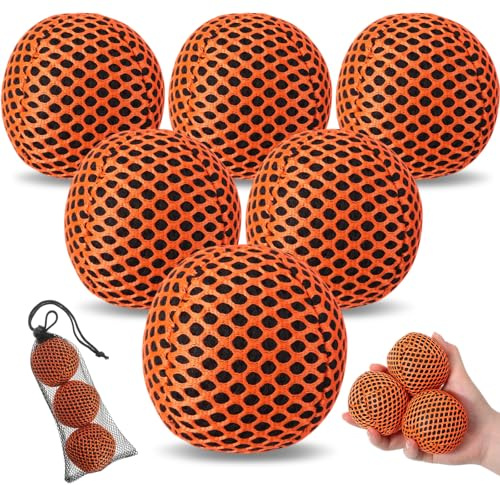 Soulchen Juego de 6 pelotas de malabares para principiantes, malabares, juego de bolas de malabares duradero para principiantes y profesionales (naranja, tela de malla)