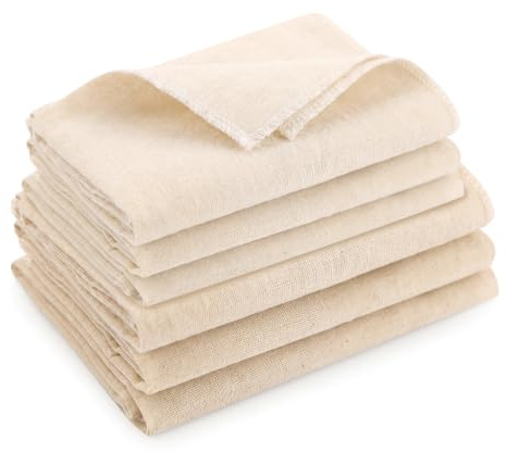 12 Pieza Paño para Colar, 6 Pieza(50 x 50 cm) + 6 Pieza(60 x 60 cm) Paño para Colar Reutilizable, Paño de Queso de Tejido Fino, Paño de Queso para Colar Productos Artesanales, para Zumos, Queso, Té