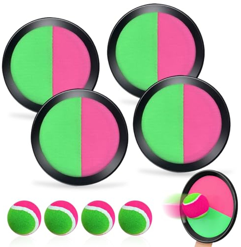 Cattura Racchette Palline Set, Toss e Cattura Gioco della Palla Set con 4 Graffio + 4 Palline, Racchettoni Palla Appiccicosa, Racchettoni Giochi Spiaggia Bambini per Feste, Giardino, Famiglia (2 paia)