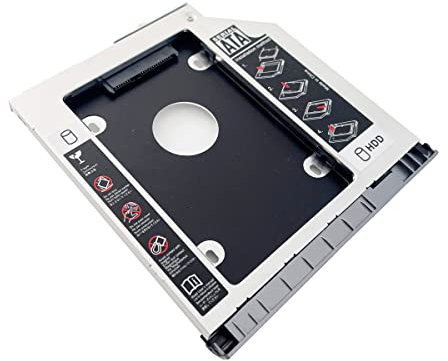 2º HDD SSD Disco Duro Óptico Marco Adaptador Caddy para HP ProBook 650 645 640 G1 con Bisel Panel Frontal y Soporte de Metal de Montaje