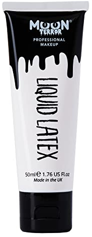Moon Terror Látex Líquido Pro FX | Maquillaje SFX para Halloween, funciona con Sangre Falsa y Pintura Facial | Maquillaje Efectos Especiales Blanco 50 ml (Paquete de 1)
