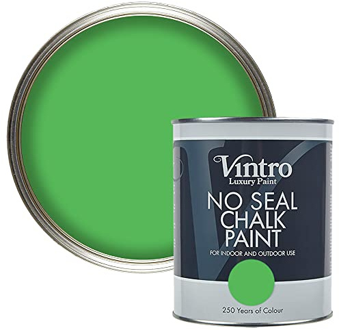 Vintro | No Seal Chalk Paint | Green | Interior & Exterior Use | Furniture | Walls | Wood | Metal | 1 Litre (Rainforest)