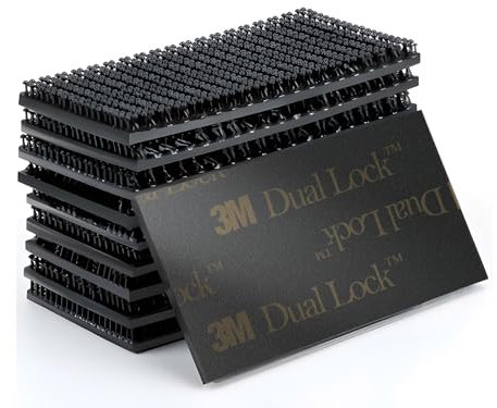 Dpm tapes - Dual Lock SJ3550CF, Fixation Réutilisable Extraforte pour Dashcam, Accessoires Auto, Système de Péage, Fermeture à Pression, Noir (25,4 mm x 50 mm) – 10 Rectangles