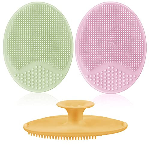 Aolso Silikon Baby-Badebürste, 3 Stück Baby-Kopfhaut-Massagebürste, Silikon Gesicht Scrubber, Peeling-Bürste, Manuelle Gesichtsreinigungsbürste für Neugeborene & Kleinkinder