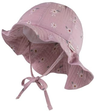 Sterntaler Mädchen Sonnenhut Gänseblümchen Musselin Mit Bindeband Und Nackenschutz, Samtrosa, 49 EU