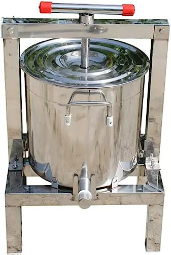 HACSYP Fruchtpresse Obst-Weinpresse, manueller Honigpressen-Extraktor aus Edelstahl, 12 l Obst-Apfel-Zerkleinerer, schwenkbarer Druckstab, for die Herstellung von Apfelwein, Wein und Saft