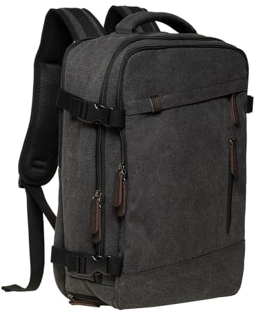 KAUKKO Rucksack Damen Herren mit Laptop Fach 15,6 Zoll für Arbeit, Ausflüge, Uni, 30 * 14 * 42 cm, 40L, 1.13KG (Schwarz JNL-FH10-03)
