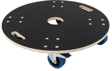 ECD Germany Rund transportvagn Ø67x14,5 cm med screentrycksplatta och 2 bromsade hjul, 800 kg lastkapacitet, möbelvagn, transporthjälpmedel för att flytta möbler, transportvagn rulltransportör