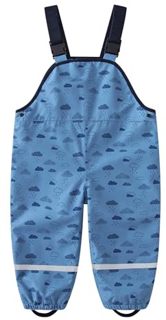 DAWILS Kids Rain Trousers Boys Bib Pants Waterproof Overall Trousers Girls Mud Trousers Waterproof Dungarees Childrens Rain Clouds Rain Pants Toddler Puddle Suit for Outdoor Play 6-7 Years