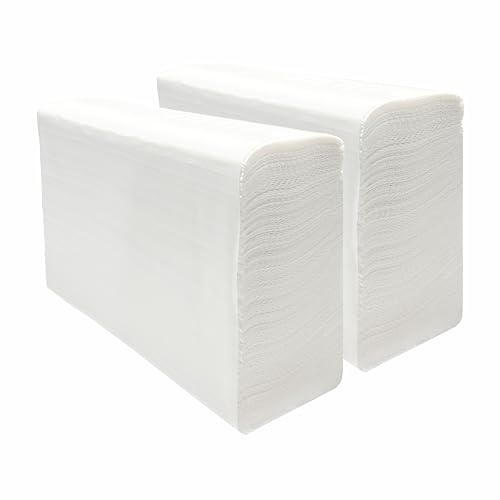 Z Fold Paper Towels, Paper Hand Towels for Bathroom Kitchen, Soft Strong | 100% Recycled Eco Friendly, White Thick No Tear When Wet, Dispenser Compatible, Kitchen Restaurant Office Nursery 22.5x22cm