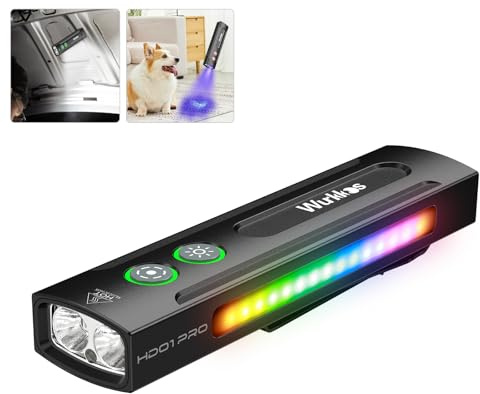 Wurkkos HD01 Pro Torcia elettrica ricaricabile, torcia elettrica EDC con luce bianca, UV 365nm, 360° RGB, torcia elettrica piatta da 1200 lumen, luce tascabile per esterni