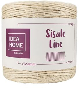 IDEA Home Sisalseil, Natur Sisal Seil, Juteseil, Sisal Schnur, Jutekordel für Haushalt Garten DIY, Kratzseil Katzenzubehör, Braun, 2mm 270M 0.5kg