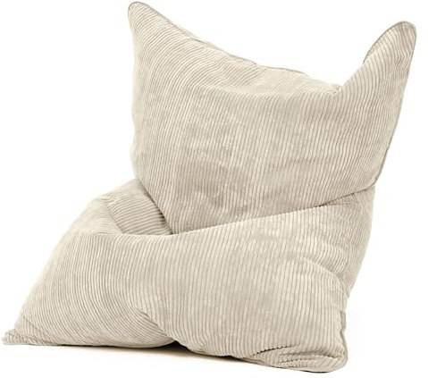 Green Bean XXL Sitzsack aus Cordstoff 370 Liter EPS-Perlen Füllung - Kuschelig Weich Robust & Waschbarem-Stoff Bodenkissen Liegekissen Sitzkissen - Beige