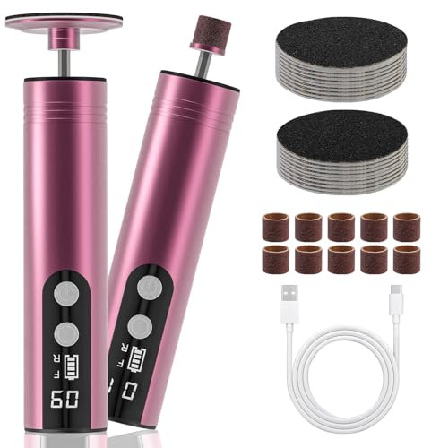 Electric Foot File Hard Skin Remover, 2 in 1 Electric Foot Callus Remover & Nail Grinder, Pedicure Tool Foot Sander for Dry Dead Skin Cracked Heels Calluses, 9 Speed Adjustable, 2000mAh Rechargeable