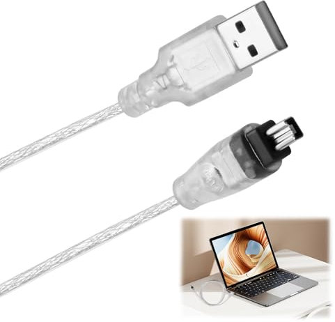 Firewire auf USB-Adapterkabel, IEEE 1394, 4-polig auf USB 2.0-Stecker, Firewire-Kabel, Konverter, iLink Thunderbolt-Adapterkabel, kompatibel mit Sony DCR-TRV75E DV Mini DV D8, digitale Videokameras