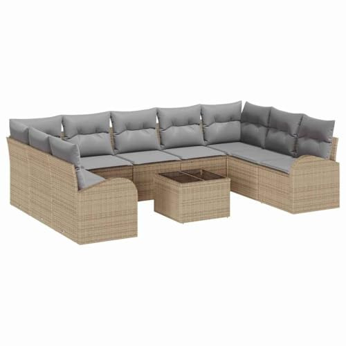 vidaXL Trädgårdsoffset 10 st Beige och ljusgrå konstrotting