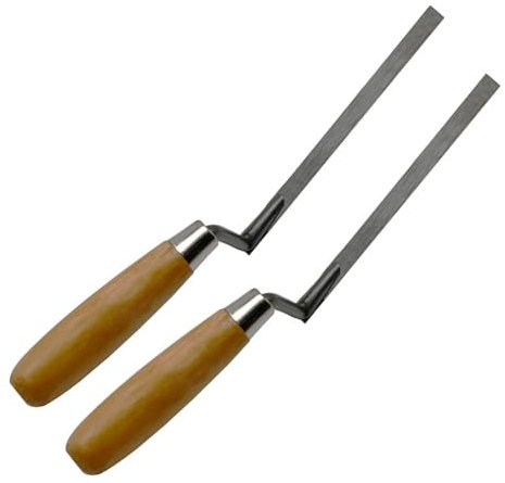 2 paletas de acero inoxidable para acabado de hormigón con mango de madera para enyesado de suelos