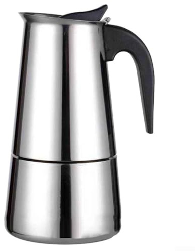 Elegante cafetera Moka Pot, 2469 tazas, perfecta para inducción y cocción al fuego con características de seguridad (450 ml)