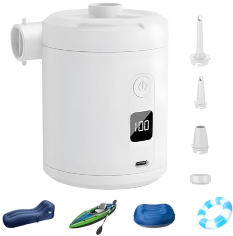 Portable Pump for Inflatables - USB Charging Camping Air Bed Pump,Quick Fill Automatic Blow Up Tool for Swimming Rings Sleeping Bed Pool Floats Outdoor Camping Road Trip