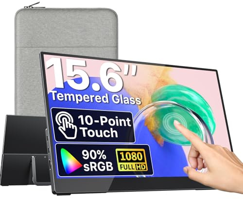 VisionOwl Portable Monitor for Laptop, IPS USB-C HDMI Travel Second Monitor for MacBook Pro Air, PC, PS5, Xbox, Portable Second Screen, Built-in Kickstand, Speakers, VESA Mountable, 15.6