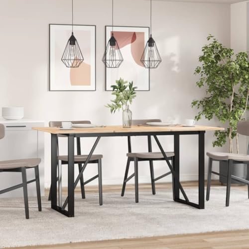 Owoxanthellate Struttura per tavolo da pranzo, a forma di O, 140 x 60 x 73 cm, in acciaio verniciato a polvere, colore nero, design industriale, stabile, per soggiorno, sala da pranzo, ufficio