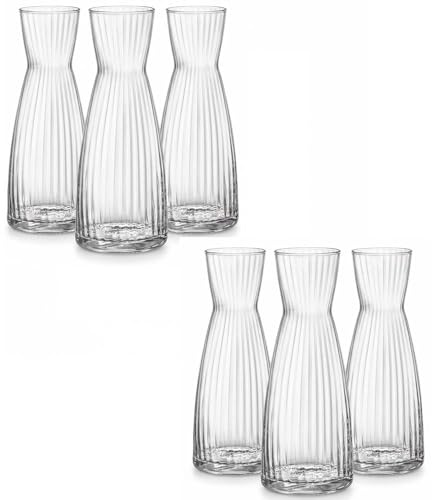 Set 6 Caraffa in Vetro Star Glass Bottiglia da Tavola MEZZO LITRO CL 50 Elegante per Vino Acqua o succhi bevande Alta Brillantezza Resistente agli Urti Ideale per Casa Ristorazione MADE IN ITALY