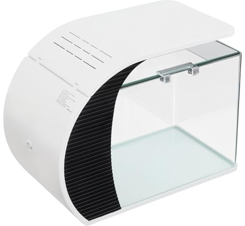 Loobiiny Piccolo acquario 19 l, vaso per pesci in vetro con filtro nascosto, 42,3 × 22,6 × 31,5 cm, 3 colori di luce, illuminazione terrario, doppia costruzione di uscita