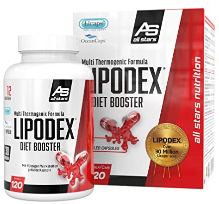 ALL STARS Lipodex Diet Booster Kapseln - Hochwertige vitamin Kapseln inkl. Vitamin C + Vitamin B6, Fitness-Supplements mit Koffein, Vegetarisch & zuckerfrei
