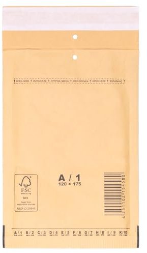 verpacking Luftpolstertaschen Versandtaschen Luftpolsterumschlag A1, Innenmaß 100 x 165 mm (Außenmaß 120 x 175 mm) Braun Polsterumschläge selbstklebend geeignet für DIN A6 (200 Stück)