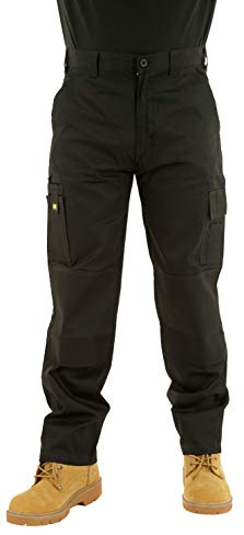 MIG Mens Cargo Work Combat Trousers with Knee Pad Pockets, Sizes 30-42 | Six-pocket combat cargo work trousers with knee pad pockets for practical storage, available in sizes 30-42