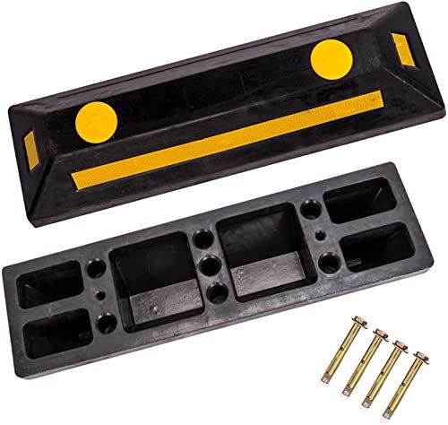 2 Radstopper Gummi Parkplatzbegrenzung Einparkhilfe Reflektoren Parkplätze Garage 56x10x15cm