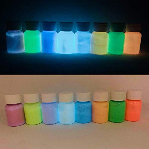 Polyment Profi Premium Leuchtfarbe - Sehr hell im Dunkeln nachleuchtende Farbe. Selbstleuchtendes UV Glühfarbe, Nachleuchtfarbe, selbstleuchtende Wandfarbe,Glow in the Dark Blau 50 ml