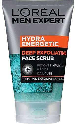 L'Oreal Paris Men Expert Face Scrub, Hydra Energetic Deep Exfoliating Face Wash for Men 100 ml