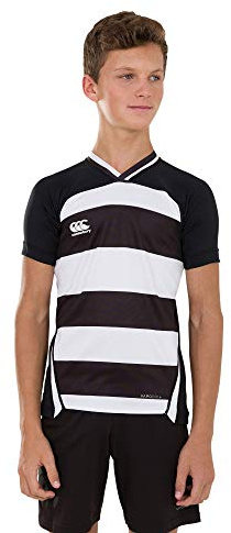 Canterbury Vapodri Evader - Camiseta de Rugby para niño, Niños, Camiseta de Rugby., QA00423098A, Negro/Blanco, 12 años