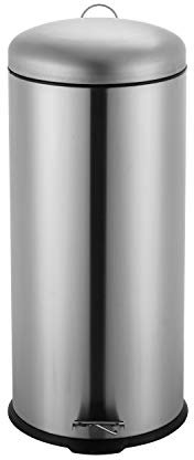 Ribelli Pattumiera in acciaio inox cestino pattumiera a pedale contenitore rifiuti 30L rotondo, colorazione:cromo