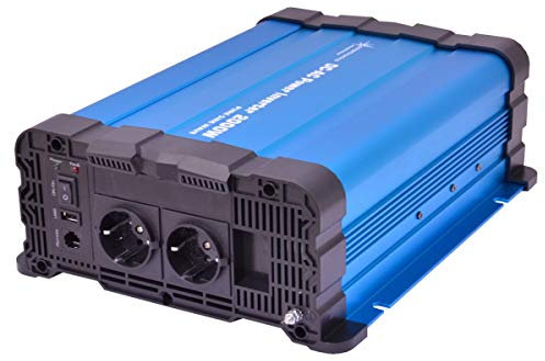 SOLARTRONICS Spannungswandler FS2000DR 12V 2000 Watt - Wechselrichter 12v auf 230v - Reiner Sinus - LiFePO4/Lithium, Blei-, Gel oder AGM-Batterie kompatibel - USB - Fernbedienung optional