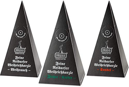 Huss - Feine Neudorfer Räucherkerzen - Weihrauch, Fichte/Kiefer, Sandel - 3er Mix (3X 24 Stück)