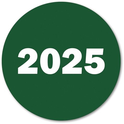 0.75 Inch/Round - 2025 Year Labels (Green / 300 Labels) Color Coded 2025 Year Stickers for Bookkeeping, File Folders Organization, Inventory or Medications