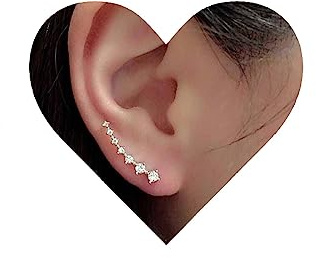 Yheakne Boho Orecchini con Cingoli per Orecchie con Strass - Climbers con Cristalli d'Argento - Ear Cuffs e Perni a Cerchio CZ per Donne e Ragazze (Argento)