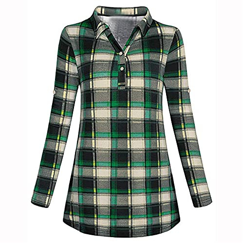 Rutig blus rutig skjorta rutig långärmad skjorta v-ringad skjortor rutiga vardagliga toppar rutiga klassiska blusar för damer bomull flanell rutig skjorta blus button-down rutiga skjortor klassisk,