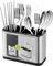 Kitchen Cutlery Holder Stainless Steel Large Capacity Utensil Holder with Divider Weighted Base for No Tipping for All Kitchens Countertop or Table,18x13x8.6cm