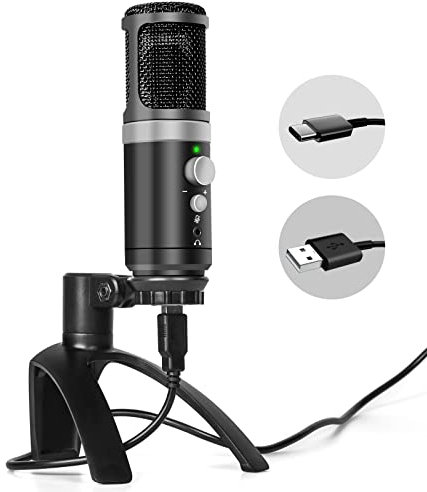 Moman USB Mikrofon, Microphone USB PC Plug 'n Play Kondensatormikrofon mit Ständer Für Windows Mac MacBook Aufnahme Podcasting Broadcasting Studio Home Meeting YouTube, USB-PC-Mikrofon-Studio-Podcast