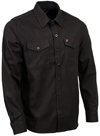 Milwaukee Leather MNG11655 Men's Solid Black Long Sleeve Cotton Flannel Shirt - Large