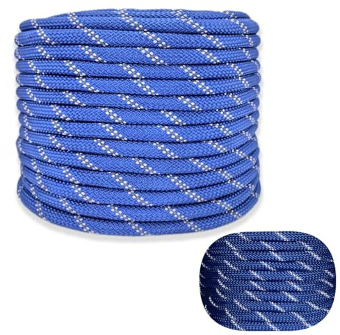 Paracord de polipropileno de 6 mm – Resistente al desgarro – Cuerda de nailon – Cuerda para barco – Cuerda exterior – Cuerda azul ppm para deportes acuáticos, deportes, camping, vela, pesca