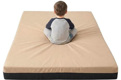 Kosiproducts Gymnastics Non Slip Crash Mat for Tumbling Landing Gym Training exercise, Bouncy Castle Large (120cm x 90cm) Beige