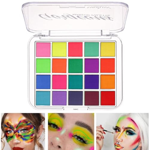 KARLOR Face paint palette, 20 colorful Face neon makeup, water-activated body paint face paint body painting face neon glow makeup theater make-up carnival halloween