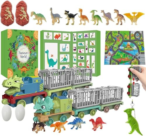 Adventskalender 2024 Kinder Auto Dinosaurier Adventskalender Dino Spielzeug Autos Dino Toy Car Geschenk Jungen Mädchen